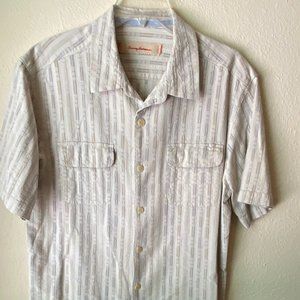 Tommy Bahama Men's Beige Tan Gray 100% Silk Top size Large But…